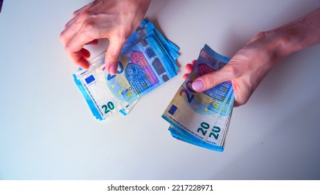 Fifty Euro, Ten Euro, Twenty Euro Banknotes. Inflation. Expenses And Income. Finance And Savings. Money Counting. Cash. A Crisis. Business. Central Bank. Euro Union. Economy. Salary. Currency. War Gas