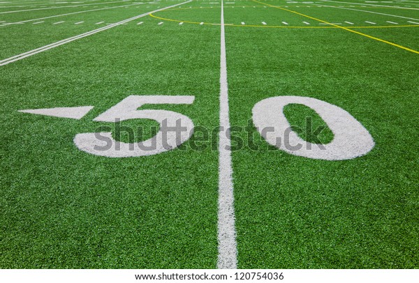 fifty yard line - football\
field