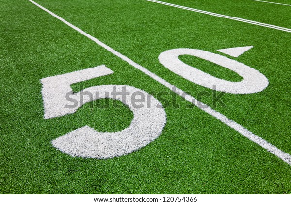 fifty yard line - football\
field