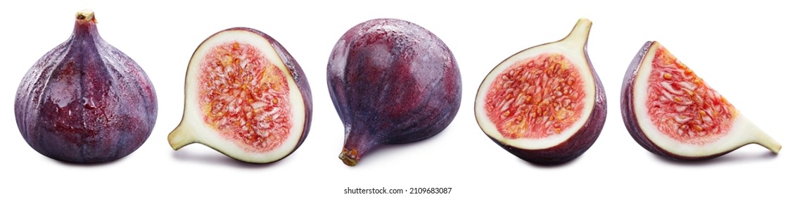 Fig collection. Fig isolated on white background. Fig macro. With clipping path
