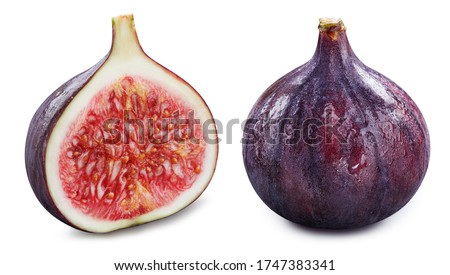 Fig isolated on white background. Fig macro studio photo. Fig with clipping path