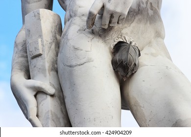 Fig Leaf Covering The Genitals Of A Male Statue 