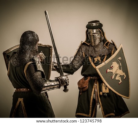 Fight between two medieval knight