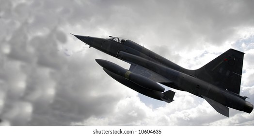 Fighter jet (F-5) in mid flight  Close up