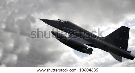 Fighter jet (F-5) in mid flight  Close up