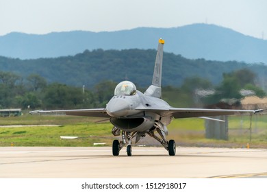 Fighter Jet Landing At Osan U.S. Military Base, South Korea, Sept. 21, 2019.