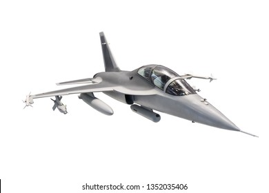 Fighter Jet Plane With Weapon Isolated On White Background