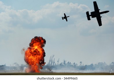 Fighter jets supporting ground attack