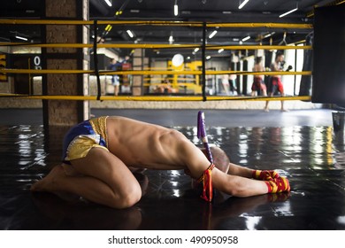 Fighter Muay Thai bowed in the ring