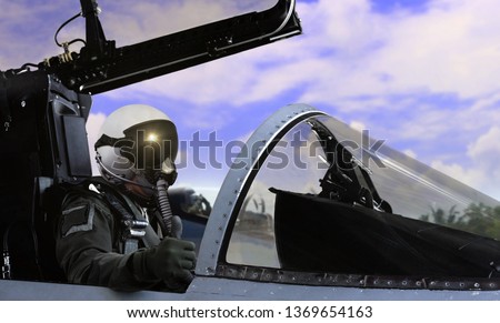 Fighter pilot getting ready to take off