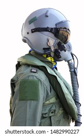 fighter pilot helmet and suit isolate on white background