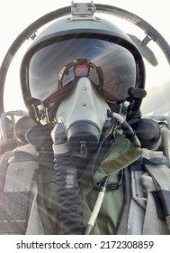 Fighter Pilot Reflection In Cockpit