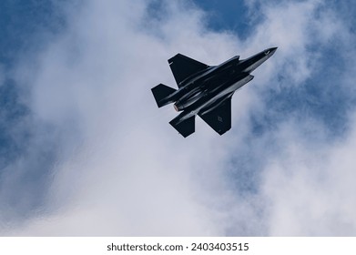 Fighter plane. Military plane in action. Lockheed Martin F-35	