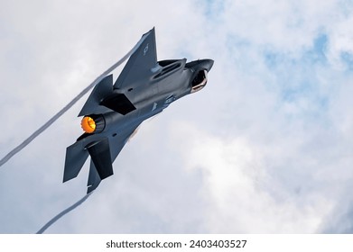 Fighter plane. Military plane in action. Lockheed Martin F-35	