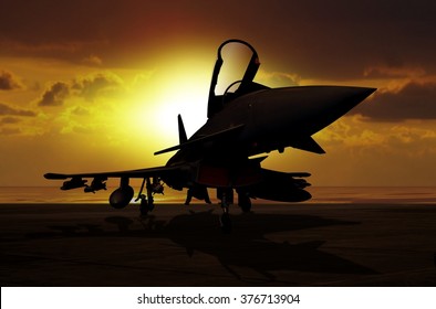 Fighter plane at sunset on carrier ship - Powered by Shutterstock