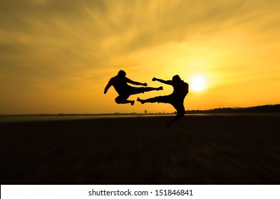 Fighting an enemy near the beach when the sun goes down - Powered by Shutterstock