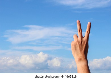 Hand Two Fingers Peace Victory Symbol Stock Photo (Edit Now) 368483783