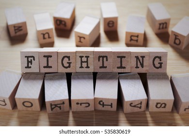 Fighting Word In Wooden Cube