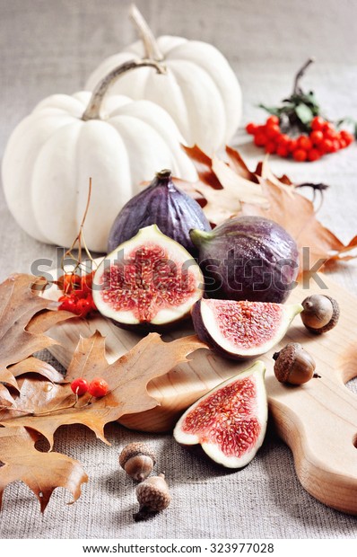 Figs Pumpkins Gourds Fall Decoration Thanksgiving Food And Drink
