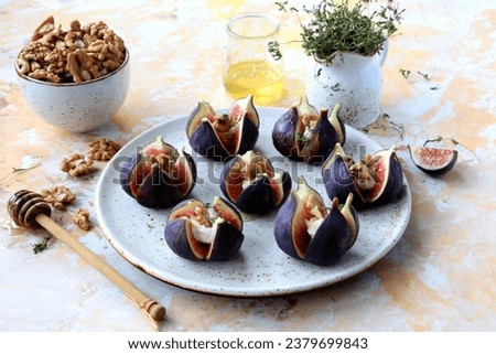 Figs stuffed with walnuts and goat cheese
