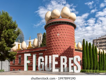 FIGUERES, SPAIN - JUNE 24, 2021: Facade Of The Salvador Dali Museum In Figueres, Catalonia, Spain
