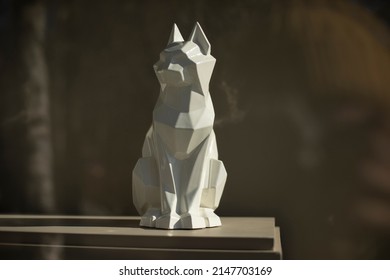 Figure cat  Sculpture made white plastic  Interior details  Item for decoration 