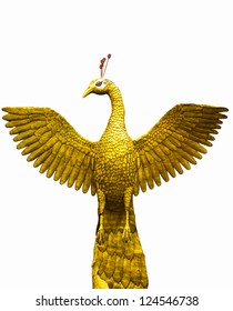 Figure Peacock Gold Statue Winged