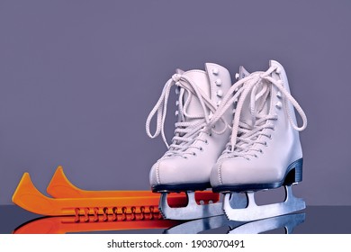 Figure Skates Close Up. Sport Equipment .