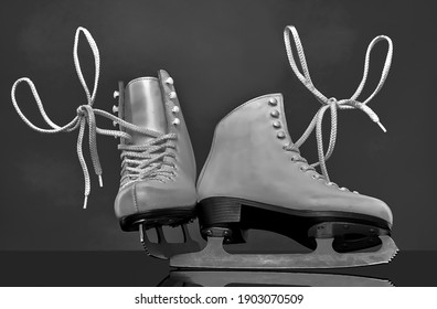 Figure Skates Close Up. Sport Equipment .