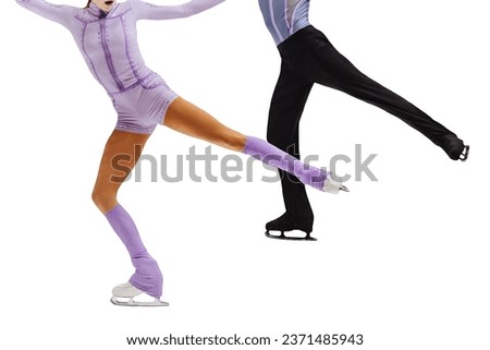 figure skating dancing couple in ice competitive isolated on white background
