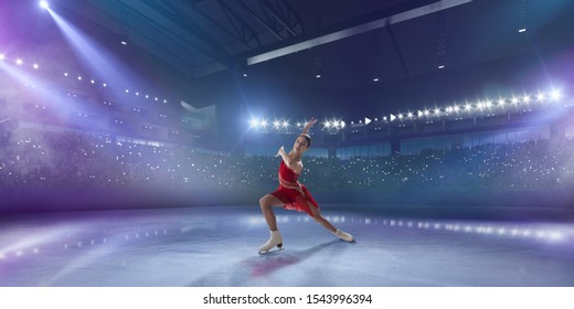 Figure Skating Girl In Ice Arena.