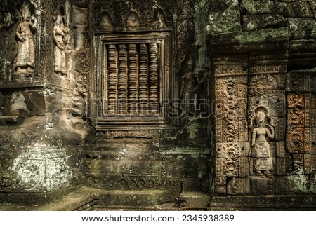 Figure statues of the south gate guards of Angkor Thom, Cambodia