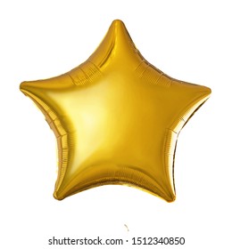 Figured Golden Balloon Star Isolated On White Background