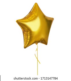 Figured Golden Balloon Star Isolated On White Background