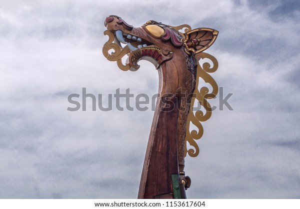 Figurehead Draken Harald Viking Long Ship Stock Photo 1153617604 ...