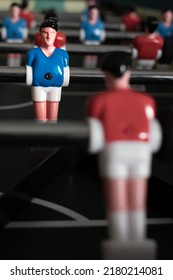 Figures Of Football Players In The Board Game. Team Work. Table Football. One Against All. Football Team. Players On The Football Field. A Popular Sport. Running With The Ball. Outstanding Player.