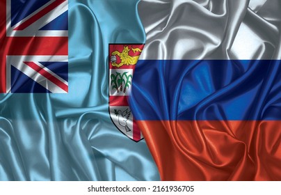 Fiji and Russia two folded silk flags together - Powered by Shutterstock