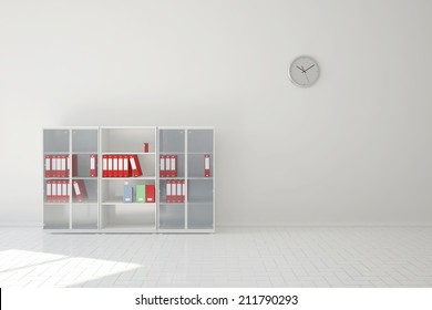 File Cabinet With Files In Business Office Of Financial Lawyer