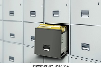 File Cabinet With Open Drawer And Files