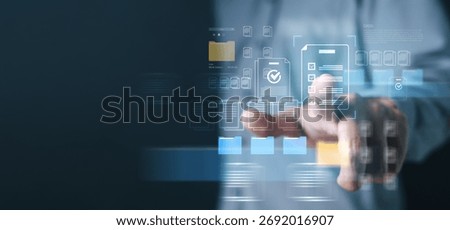 file, conflict, resolve, sync, version, Person managing digital files and resolving cloud synchronization conflicts through a virtual interface, representing data management and workflow control.