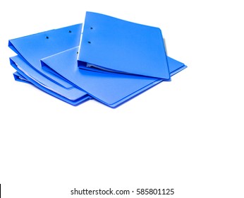 File Folder And Stack Of Business Report Paper File With White Background. Isolated - Copy Space 