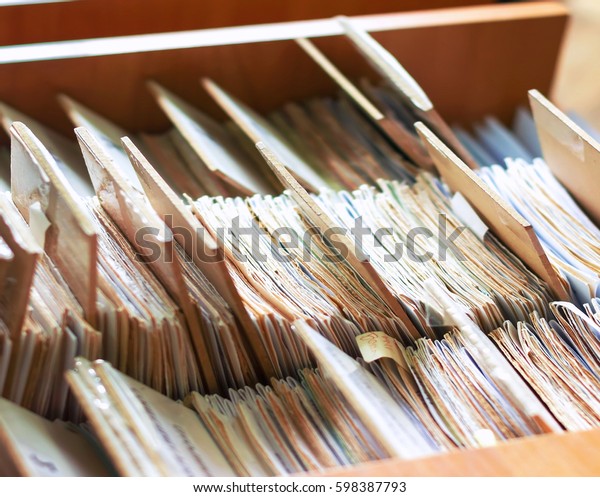 File Folders File Cabinet Card Catalog Education Stock Image