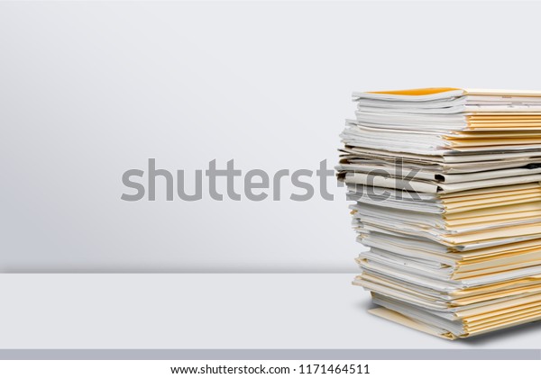 File\
folders with documents isolated on white\
background