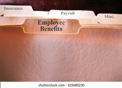 file folders with Employee Benefits text