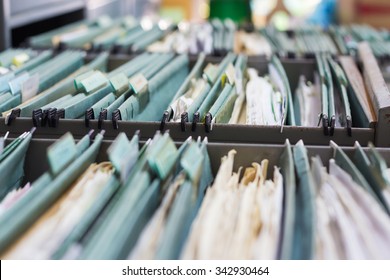 File folders in a filing cabinet