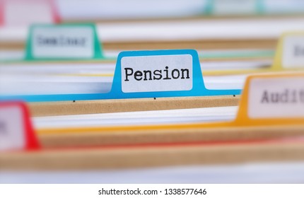 File Folders With A Tab Labeled Pension