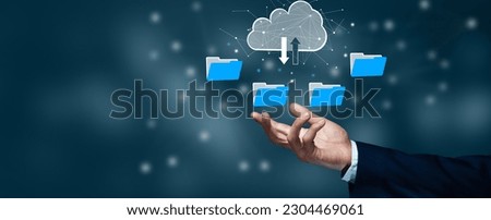 File transfer protocol or FTP digital system for transferring documents. Files receiver and computer backup copy. Cloud computing system concept.