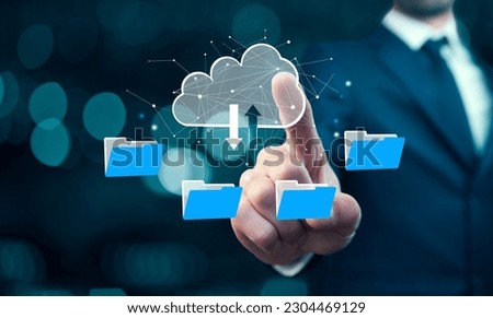File transfer protocol or FTP digital system for transferring documents. Files receiver and computer backup copy. Cloud computing system concept.