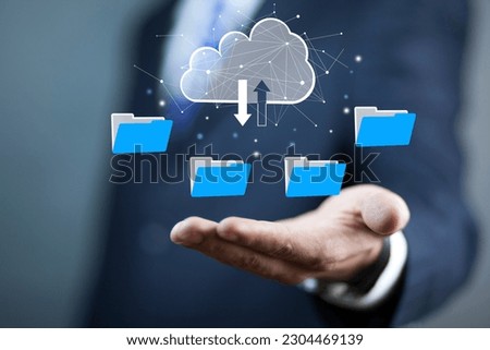 File transfer protocol or FTP digital system for transferring documents. Files receiver and computer backup copy. Cloud computing system concept.
