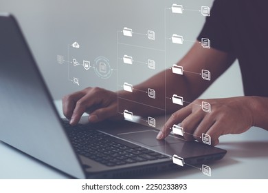 File Transfer Protocol (FTP) files receiver and computer backup copy. File sharing isometric. Exchange information and data with internet cloud technology. Digital system for transferring documents - Shutterstock ID 2250233893